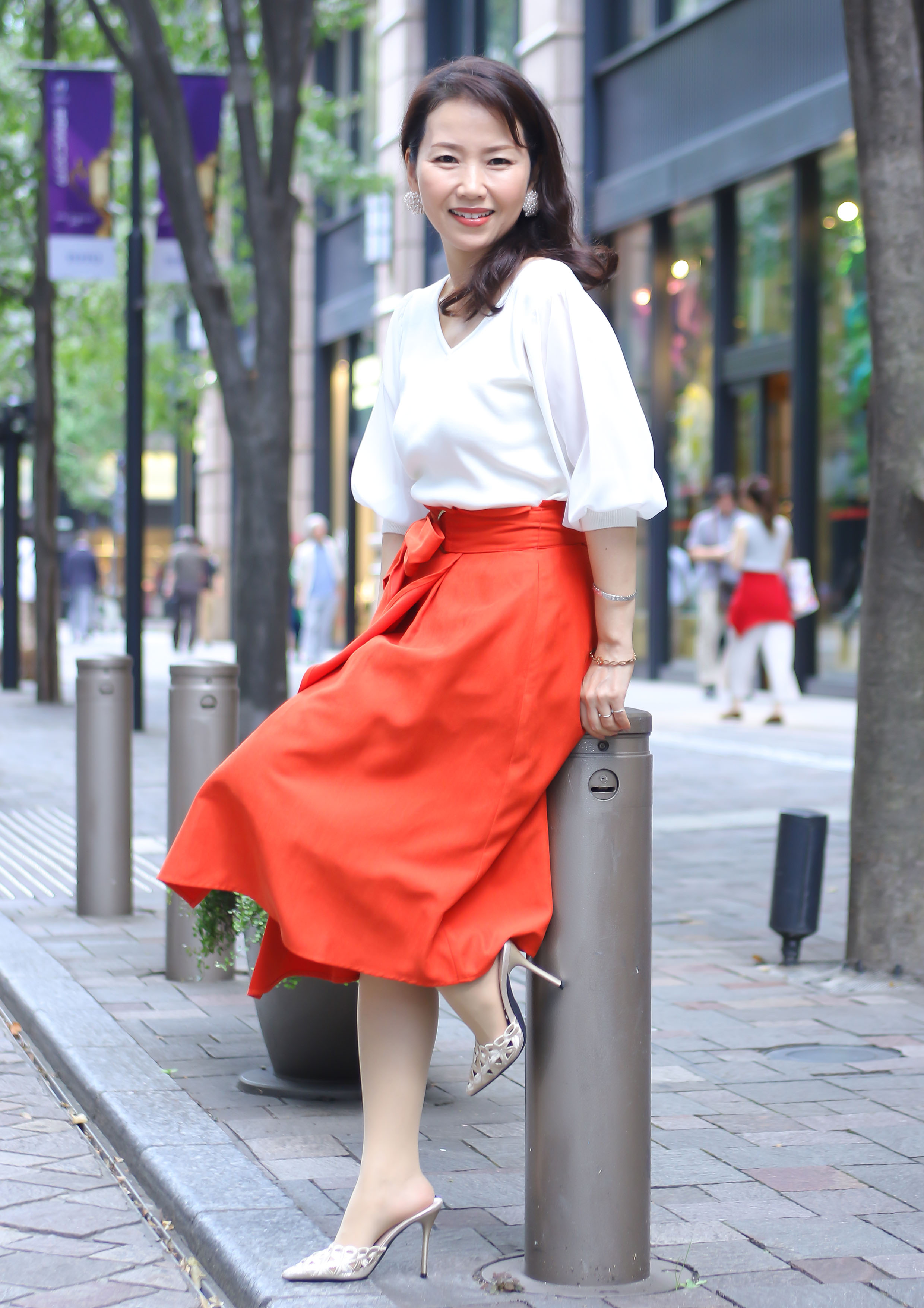 3way colorful bijou skirt - ひざ丈スカート